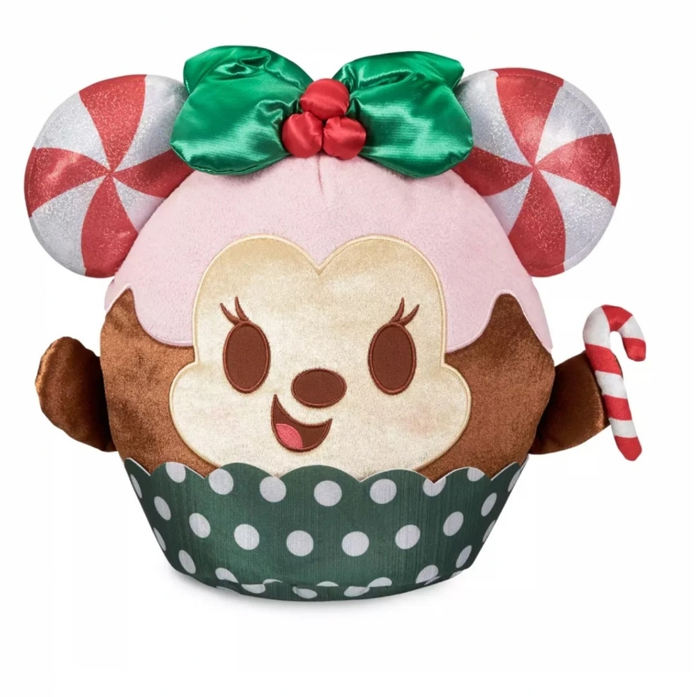 Disney Munchling Minnie Mouse Candy Cane Plush 14" Holiday Cupcake Scented